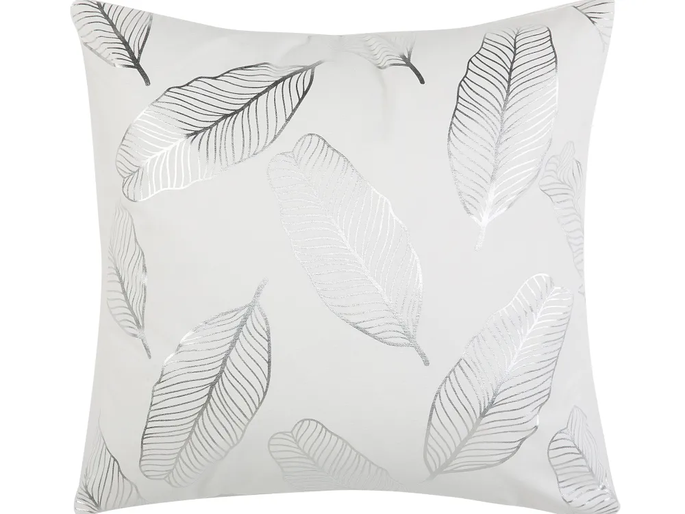 Tekstiilit<Beliani 2 Kpl Koristetyynysetti Lehtikuviolla 45X45Cm Valkoinen Ja Hopea Freesia