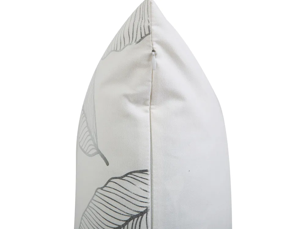 Tekstiilit<Beliani 2 Kpl Koristetyynysetti Lehtikuviolla 45X45Cm Valkoinen Ja Hopea Freesia