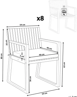 Cheap Beliani 8 Kpl Puutarhatuolisetti Lehtikuvioidulla Pehmusteella Sassari