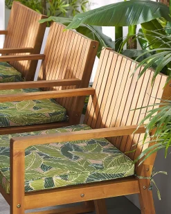 Cheap Beliani 8 Kpl Puutarhatuolisetti Lehtikuvioidulla Pehmusteella Sassari