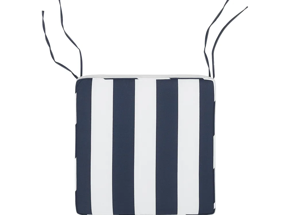 Shop Beliani 8 Kpl Setti Puutarhatuolin Pehmusteita Sini-Valkoraidallinen Sassari