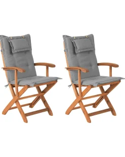 Ulkokalusteet<Beliani 2 Puutarhatuolin Setti, Harmaat Istuintyynyt Maui