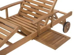 Ulkokalusteet<Beliani Akaasiapuinen Aurinkotuoli Raidallisella Pehmusteella Java