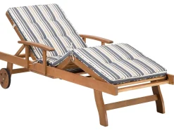 Ulkokalusteet<Beliani Akaasiapuinen Aurinkotuoli Raidallisella Pehmusteella Java