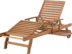 Ulkokalusteet<Beliani Akaasiapuinen Aurinkotuoli Raidallisella Pehmusteella Java