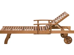 Ulkokalusteet<Beliani Akaasiapuinen Aurinkotuoli Raidallisella Pehmusteella Java