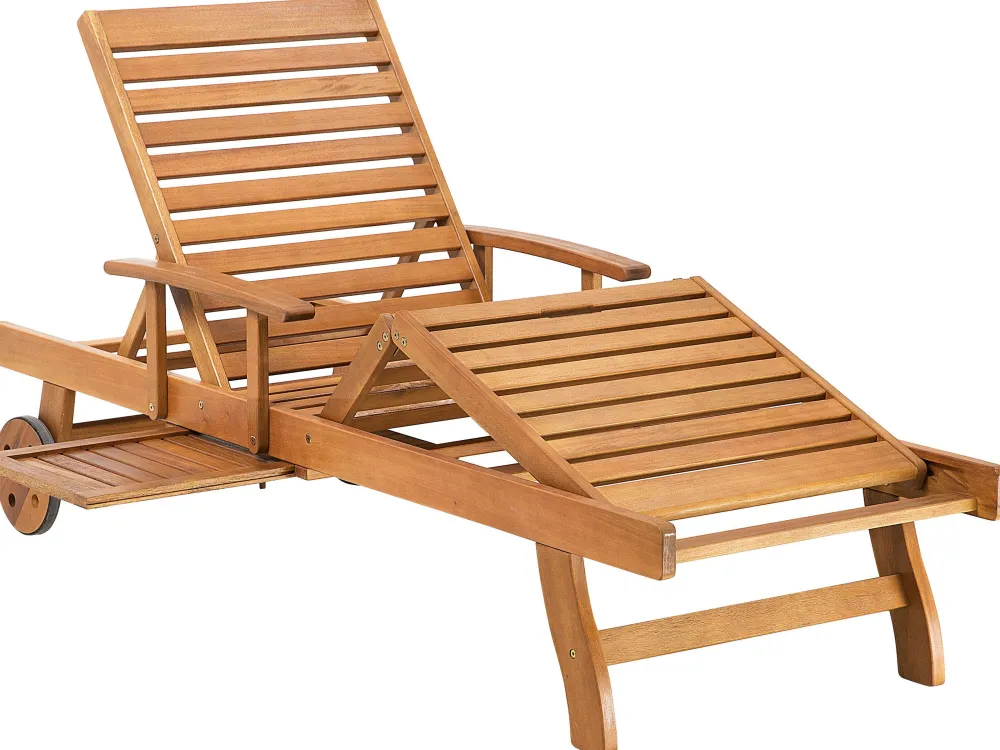 Ulkokalusteet<Beliani Akaasiapuinen Aurinkotuoli Sinisella Pehmusteella Java