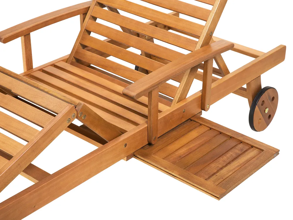 Ulkokalusteet<Beliani Akaasiapuinen Aurinkotuoli Sinisella Pehmusteella Java