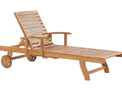 Ulkokalusteet<Beliani Akaasiapuinen Aurinkotuoli Tummanharmaalla Pehmusteella Java