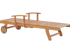 Ulkokalusteet<Beliani Akaasiapuinen Aurinkotuoli Tummanharmaalla Pehmusteella Java