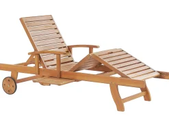 Ulkokalusteet<Beliani Akaasiapuinen Aurinkotuoli Tummanpunaisella Pehmusteella Java