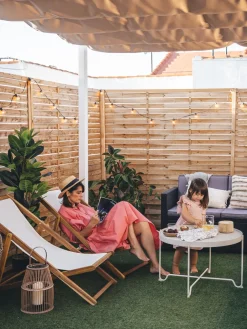 Ulkokalusteet<Beliani Aurinkotuoli Akaasia Vaalea Puu/Luonnonvalkoinen Anzio