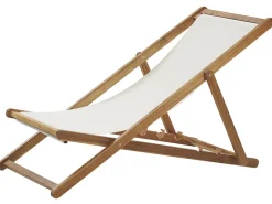 Ulkokalusteet<Beliani Aurinkotuoli Akaasia Vaalea Puu/Luonnonvalkoinen Anzio