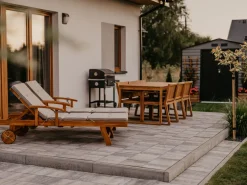 Ulkokalusteet<Beliani Aurinkotuoli Akasiapuu Vaalea Puu/Ruskeanharmaa Java