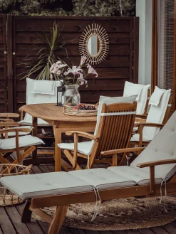 Ulkokalusteet<Beliani Aurinkotuoli Akasiapuu Vaalea Puu/Ruskeanharmaa Java