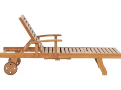 Ulkokalusteet<Beliani Aurinkotuoli Akasiapuu Vaalea Puu/Ruskeanharmaa Java