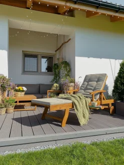 Ulkokalusteet<Beliani Aurinkotuoli Akasiapuu Vaalea Puu/Ruskeanharmaa Java