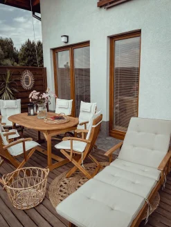 Ulkokalusteet<Beliani Aurinkotuoli Akasiapuu Vaalea Puu/Ruskeanharmaa Java