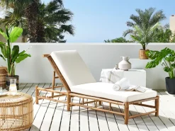 Sale Beliani Aurinkotuoli Bambu Vaalea Puu/Luonnonvalkoinen Ligure