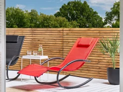 Ulkokalusteet<Beliani Aurinkotuoli Teras Keinuva Punainen Carano Ii