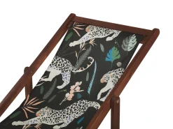 Ulkokalusteet<Beliani Aurinkotuoli Tumma Akaasia Vaihtokankaat Luonnonvalkoinen/Musta Leopardi 2 Kpl Anzio