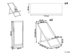 Discount Beliani Aurinkotuoli Tumma Akaasia Vaihtokankaat Luonnonvalkoinen/Beige Abstrakti 2 Kpl Anzio