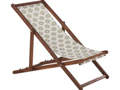 Discount Beliani Aurinkotuoli Tumma Akaasia Vaihtokankaat Luonnonvalkoinen/Beige Abstrakti 2 Kpl Anzio