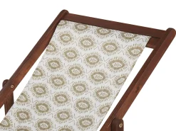 Discount Beliani Aurinkotuoli Tumma Akaasia Vaihtokankaat Luonnonvalkoinen/Beige Abstrakti 2 Kpl Anzio