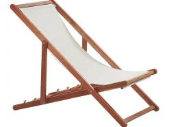 Discount Beliani Aurinkotuoli Tumma Akaasia Vaihtokankaat Luonnonvalkoinen/Beige Abstrakti 2 Kpl Anzio