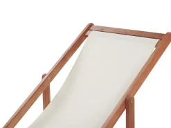 Discount Beliani Aurinkotuoli Tumma Akaasia Vaihtokankaat Luonnonvalkoinen/Beige Abstrakti 2 Kpl Anzio