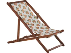 Online Beliani Aurinkotuoli Tumma Akaasia Vaihtokankaat Luonnonvalkoinen/Valko-Oranssi Appelsiinit 2 Kpl Anzio