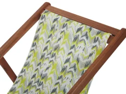 New Beliani Aurinkotuoli Tumma Akaasia Vaihtokankaat Luonnonvalkoinen/Keltaharmaa Siksak 2 Kpl Anzio