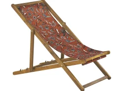 Ulkokalusteet<Beliani Aurinkotuoli Vaalea Akaasia Vaihtokankaat Luonnonvalkoinen/Punainen Kukat 2 Kpl Anzio