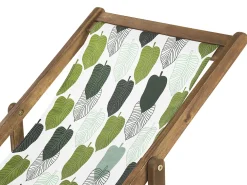 Hot Beliani Aurinkotuoli Vaalea Akaasia Vaihtokankaat Luonnonvalkoinen/Vihrea Lehdet 2 Kpl Anzio