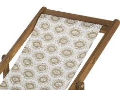 Ulkokalusteet<Beliani Aurinkotuoli Vaalea Akaasia Vaihtokankaat Luonnonvalkoinen/Beige Abstrakti 2 Kpl Anzio