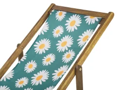 Outlet Beliani Aurinkotuoli Vaalea Akaasia Vaihtokankaat Luonnonvalkoinen/Monivarinen Kamomilla 2 Kpl Anzio