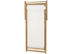 Outlet Beliani Aurinkotuoli Vaalea Akaasia Vaihtokankaat Luonnonvalkoinen/Monivarinen Kamomilla 2 Kpl Anzio