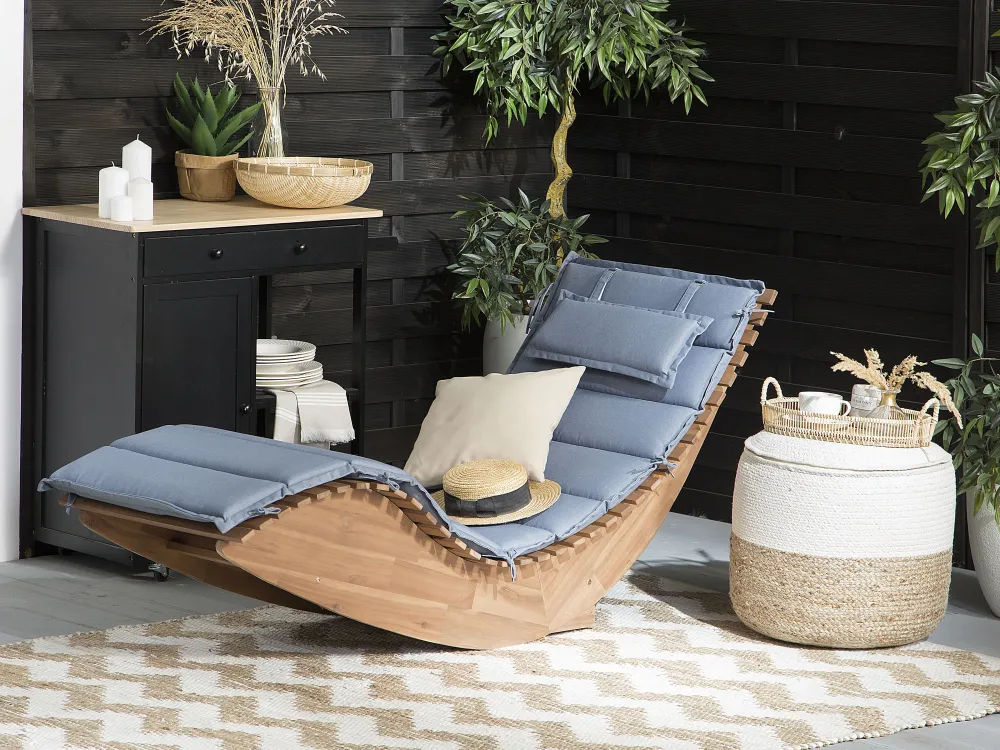 Tekstiilit<Beliani Aurinkotuolin Pehmuste Harmaansininen 180 X 60 Cm Brescia