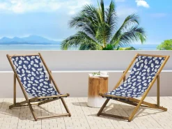 Fashion Beliani Aurinkotuolin Vaihtokangas Kukat Laivastonsininen 2 Kpl Anzio/Avellino