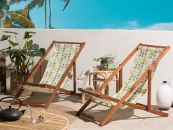 Cheap Beliani Aurinkotuolin Vaihtokangas Siksak Keltainen/Harmaa 2 Kpl Anzio/Avellino