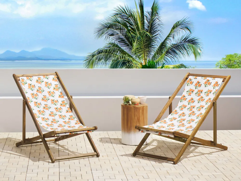 Tekstiilit<Beliani Aurinkotuolin Vaihtokangas Appelsiinit Valkoinen/Oranssi 2 Kpl Anzio/Avellino