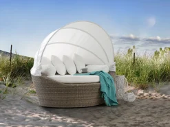 Ulkokalusteet<Beliani Aurinkovuode Polyrottinki Vaaleanruskea Sylt