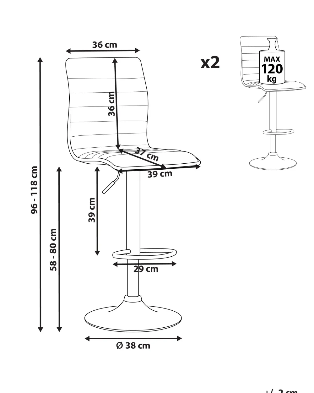 Tuolit<Beliani Baarijakkara Kangas Vaalea Beige 2 Kpl Lucerne