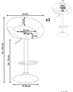 Tuolit<Beliani Baarijakkara Keinonahka Harmaa 2 Kpl Peoria