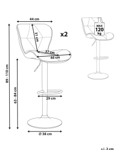 Tuolit<Beliani Baarijakkara Keinonahka Musta 2 Kpl Valetta