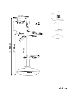 Outlet Beliani Baarijakkara Muovi Kirkas 2 Kpl Malta