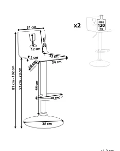 Tuolit<Beliani Baarijakkara Muovi Lapinakyva Valkoinen 2 Kpl Busan