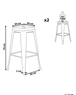 Online Beliani Baarijakkara Teras Harmaa 76 Cm 2 Kpl Cabrillo