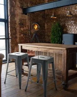 Tuolit<Beliani Baarijakkara Teras Harmaa 60 Cm 2 Kpl Cabrillo