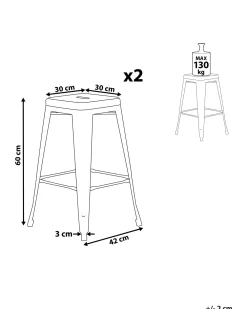 New Beliani Baarijakkara Teras Hopea/Kulta 60 Cm 2 Kpl Cabrillo